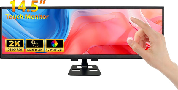 14.5 Inch Touchscreen Monitor 2K 2560x720 Bar IPS Display DIY Kits Secondary Screen HDMI Type-C Input Build-in Speakers PC Case CPU GPU RAM Temperature Speed Monitoring