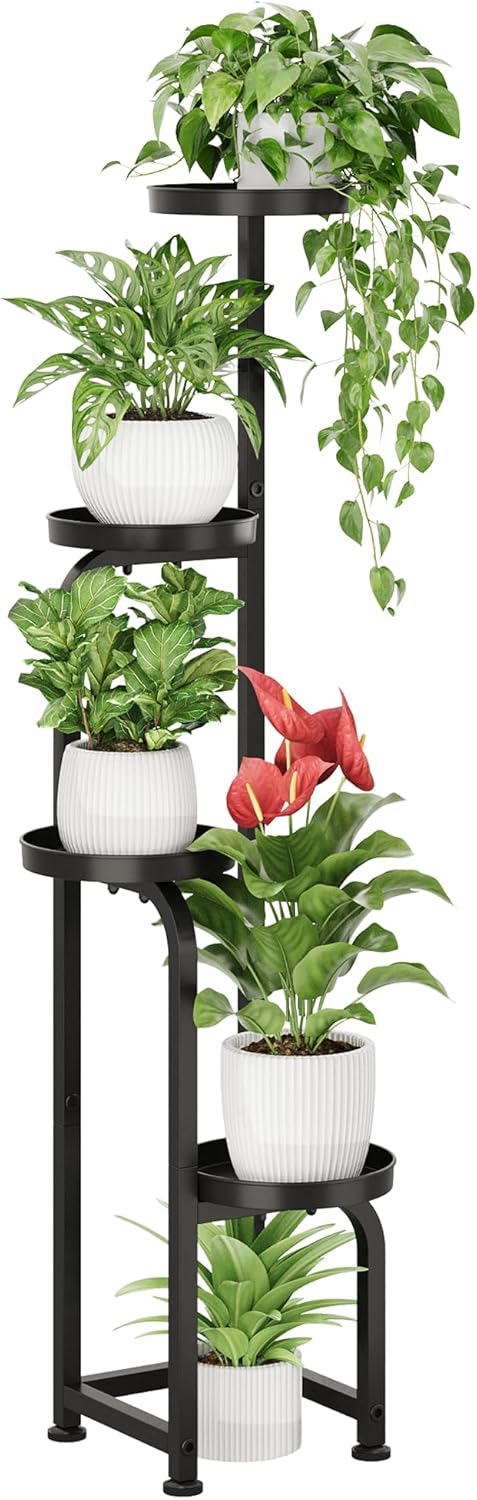 Bamworld Tall Plant Stand Indoor Outdoor, Corner Metal Flower Pot Stands for Multiple Plants, 4 Tier Heavy Duty Plant Shelf for Patio Garden Balcony Living Room Bedroom(Patent Design)