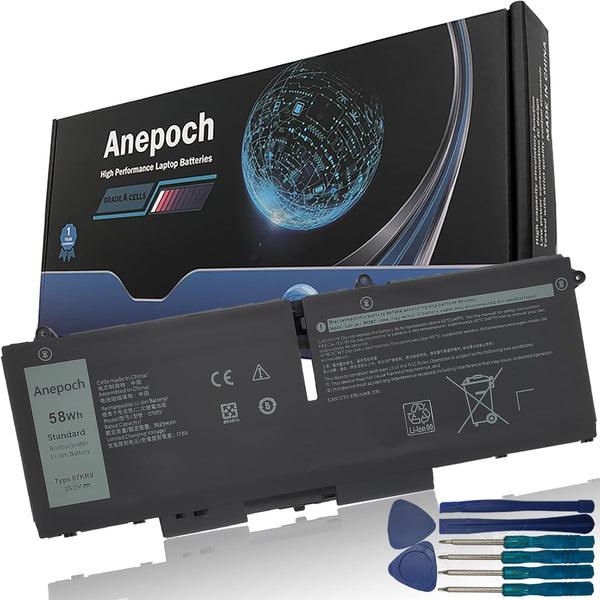 07KRV Laptop Battery Replacement for Dell Latitude 5430 5530 Precision 3570 P104F005 P104F006 P137G004 P137G005 P137G006 H4PVC 0H4PVC Y86WG 0Y86WG 08WRCR 078FWY 4FVJG O7KRV 15.2V 58Wh