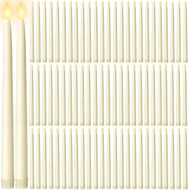 100Pcs Flameless Taper Candles Bulk,11in Battery Operated LED Taper Candles ing Electric Fake Candlesticks for Wedding Christmas Party, (Batteries Not Included)