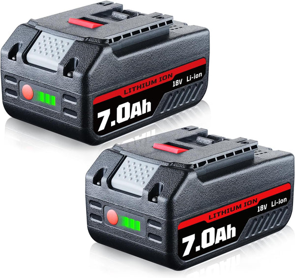 2Packs BAT609 7.0Ah Battery Replacement for Bosch 18V Battery 7000mAh Lithium BAT618 BAT609 BAT609G BAT622 BAT618G BAT619 BAT619G BAT610G Li-ion Cordless Power Tool